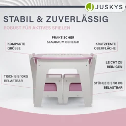 Spieltisch mit zwei Stühlen Milou Kinderspieltisch mit Stauraum & Schubfächern