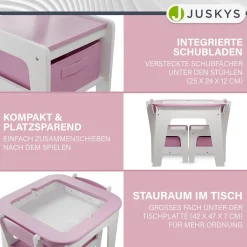 Spieltisch mit zwei Stühlen Milou Kinderspieltisch mit Stauraum & Schubfächern
