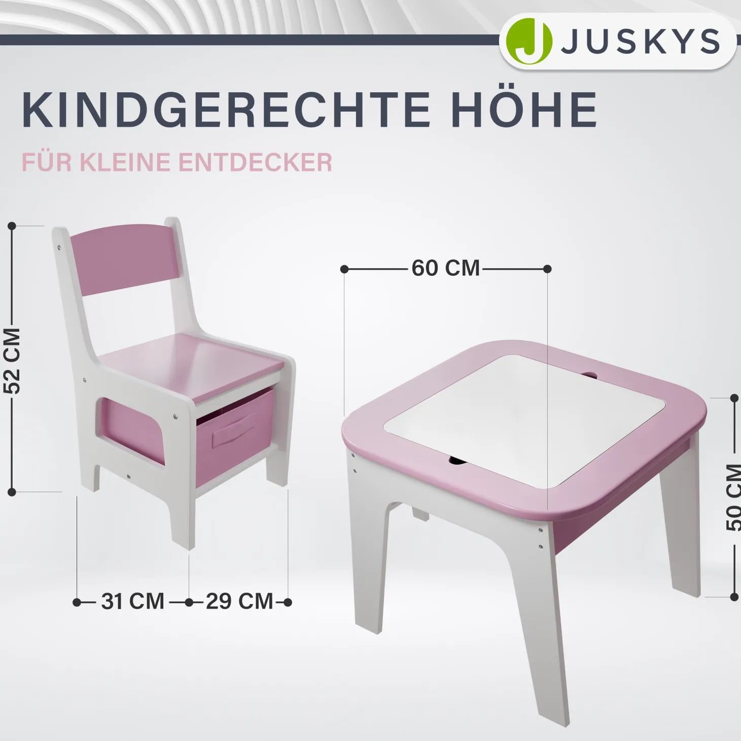 Spieltisch mit zwei Stühlen Milou Kinderspieltisch mit Stauraum & Schubfächern