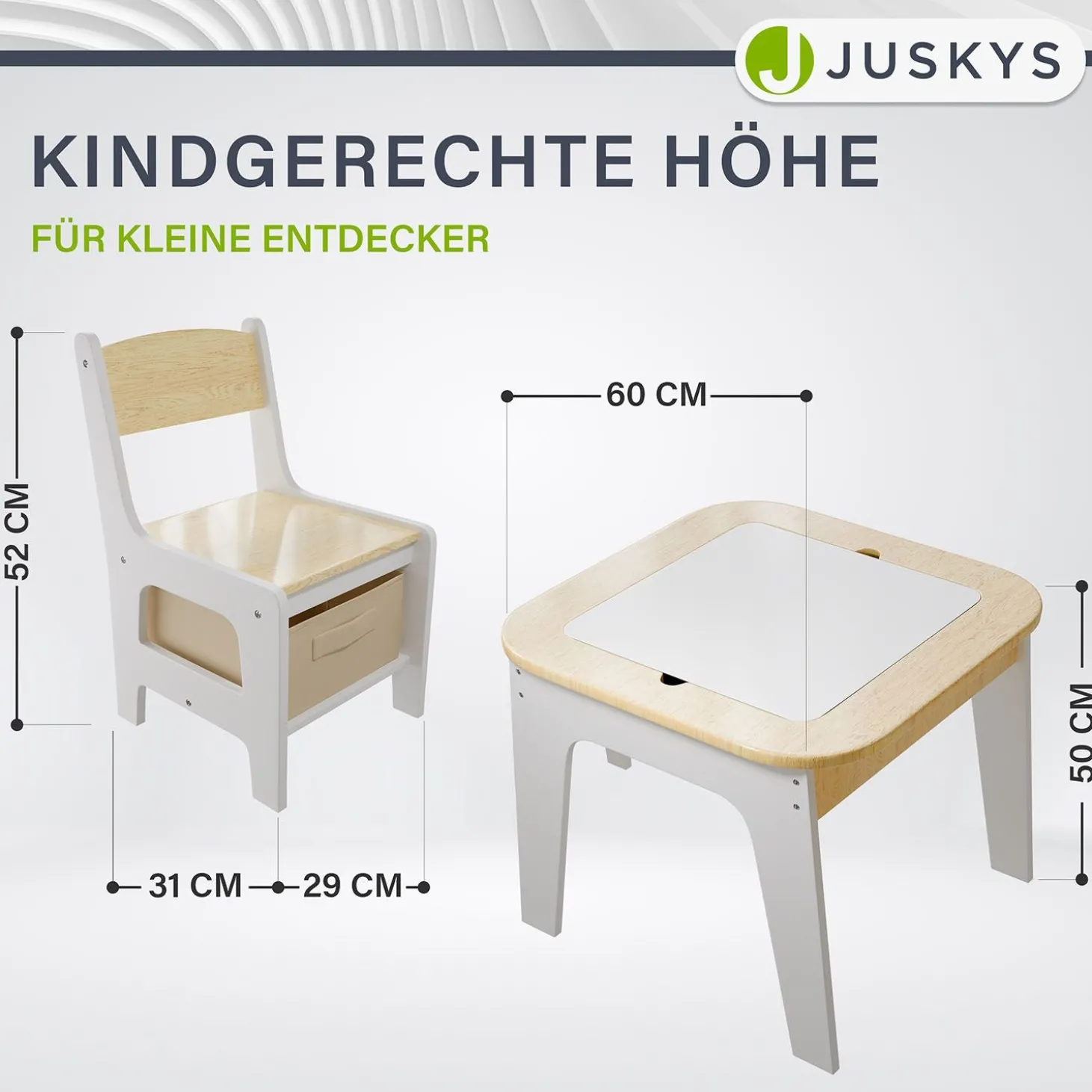 Spieltisch mit zwei Stühlen Milou Kinderspieltisch mit Stauraum & Schubfächern