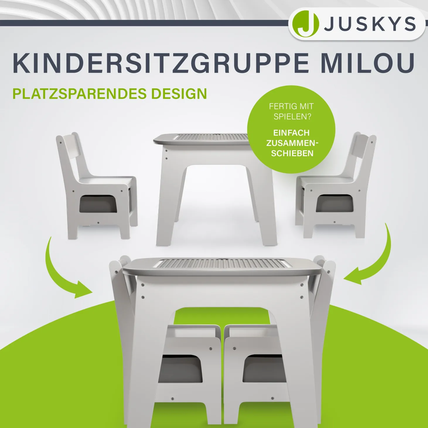Spieltisch mit zwei Stühlen Milou Kinderspieltisch mit Stauraum & Schubfächern