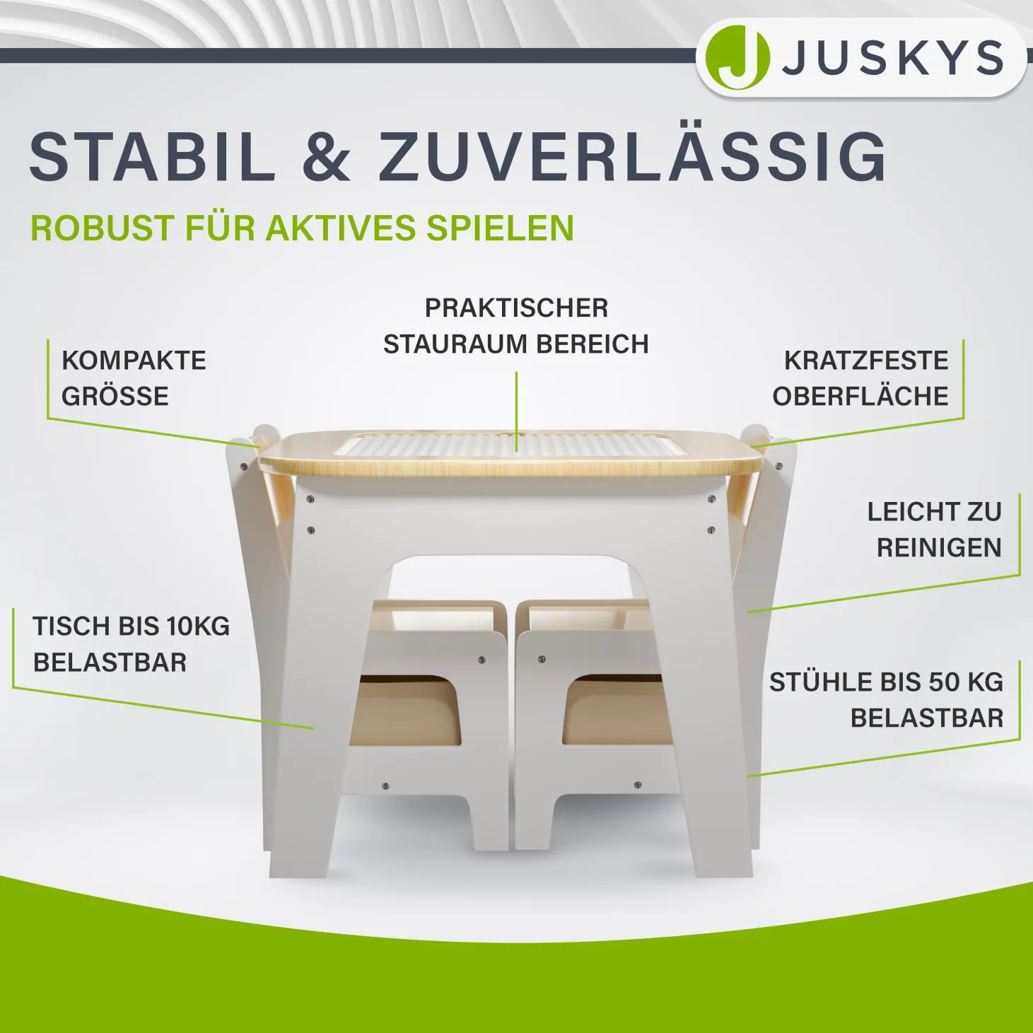 Spieltisch mit zwei Stühlen Milou Kinderspieltisch mit Stauraum & Schubfächern