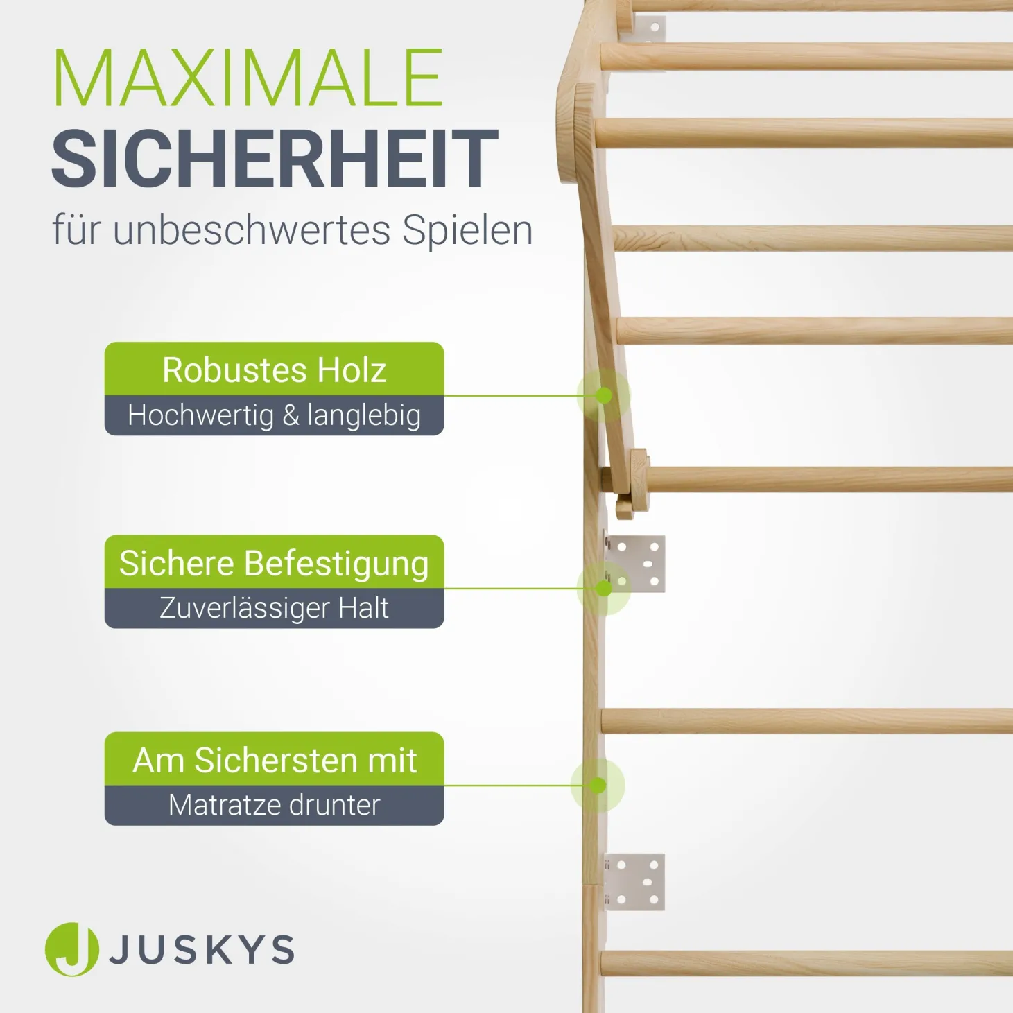 Sprossenwand für Kinder Indoor Kletterwand mit Strickleiter und Turnringen