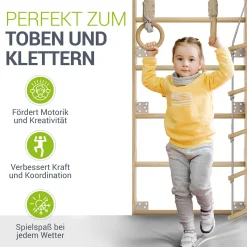 Sprossenwand für Kinder Indoor Kletterwand mit Strickleiter und Turnringen