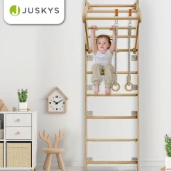 Sprossenwand für Kinder Indoor Kletterwand mit Strickleiter und Turnringen