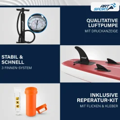 Stand Up Paddling Board - Komplett Set Aufblasbares SUP mit Paddel, Tasche, Leine & Zubehör