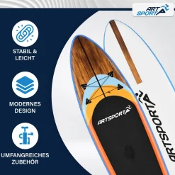 Stand Up Paddling Board - Komplett Set Aufblasbares SUP mit Paddel, Tasche, Leine & Zubehör
