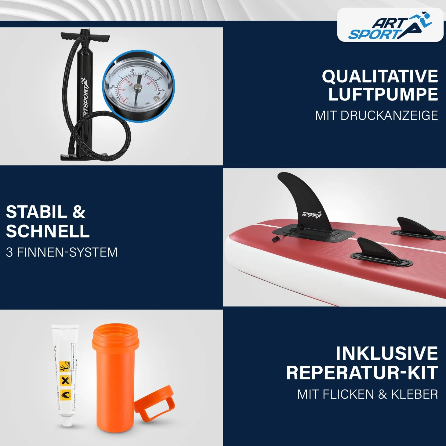Stand Up Paddling Board - Komplett Set Aufblasbares SUP mit Paddel, Tasche, Leine & Zubehör