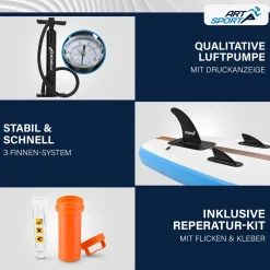 Stand Up Paddling Board - Komplett Set Aufblasbares SUP mit Paddel, Tasche, Leine & Zubehör
