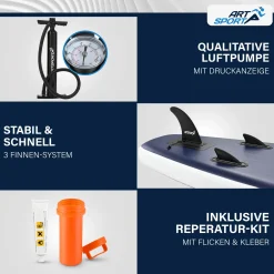 Stand Up Paddling Board - Komplett Set Aufblasbares SUP mit Paddel, Tasche, Leine & Zubehör