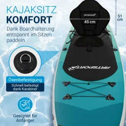 Stand Up Paddling Board mit Kajaksitz Aufblasbares SUP mit integrierter Action-Cam-Halterung
