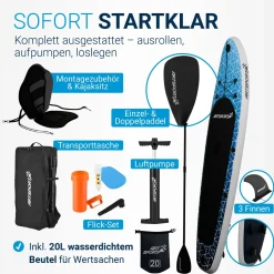 Stand Up Paddling Board mit Kajaksitz Aufblasbares SUP mit integrierter Action-Cam-Halterung