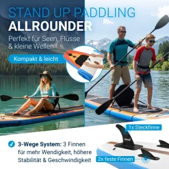 Stand Up Paddling Board mit Kajaksitz Aufblasbares SUP mit integrierter Action-Cam-Halterung