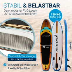 Stand Up Paddling Board mit Kajaksitz Aufblasbares SUP mit integrierter Action-Cam-Halterung