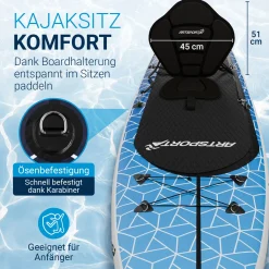 Stand Up Paddling Board mit Kajaksitz Aufblasbares SUP mit integrierter Action-Cam-Halterung