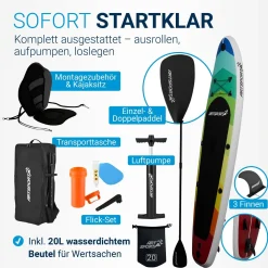Stand Up Paddling Board mit Kajaksitz Aufblasbares SUP mit integrierter Action-Cam-Halterung