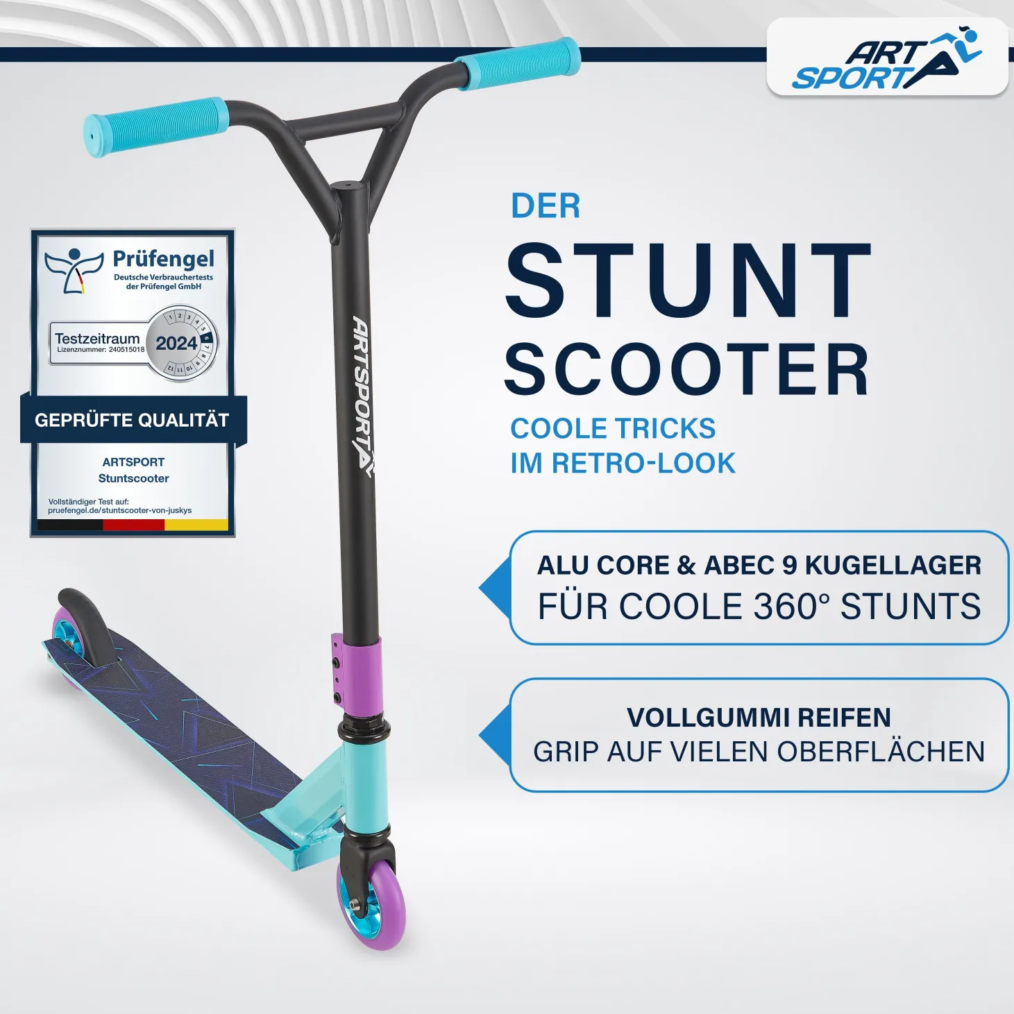 Stunt Scooter für Kinder Stunt Roller mit 360° Lenker & 100 mm Rollen