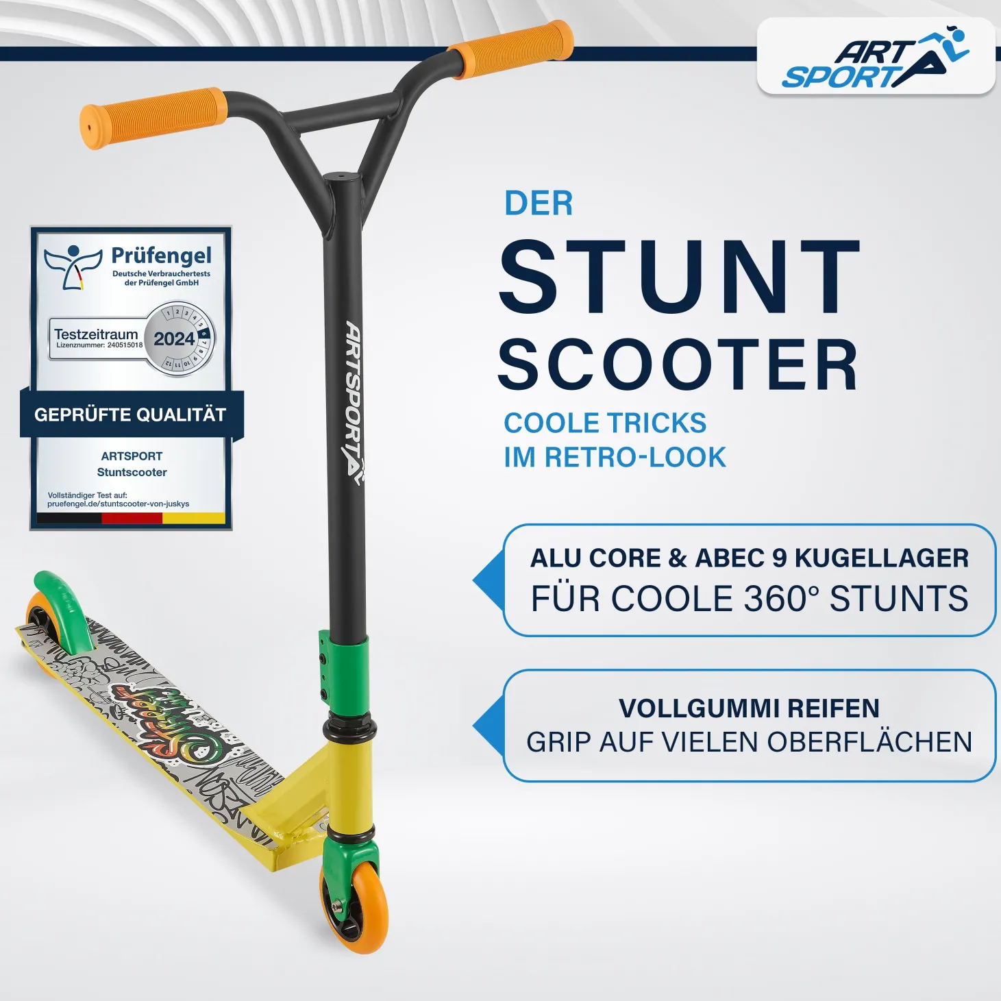 Stunt Scooter für Kinder Stunt Roller mit 360° Lenker & 100 mm Rollen