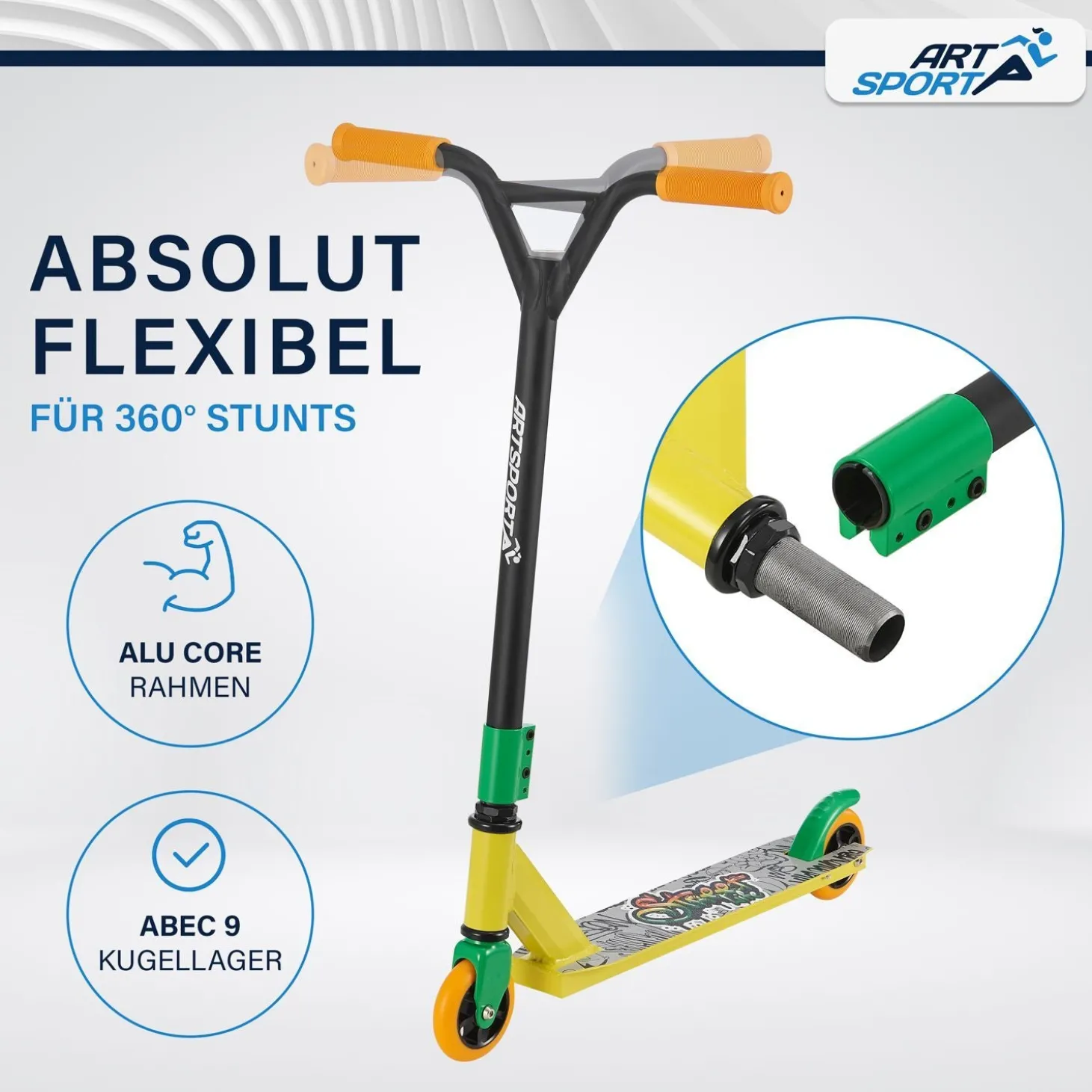 Stunt Scooter für Kinder Stunt Roller mit 360° Lenker & 100 mm Rollen
