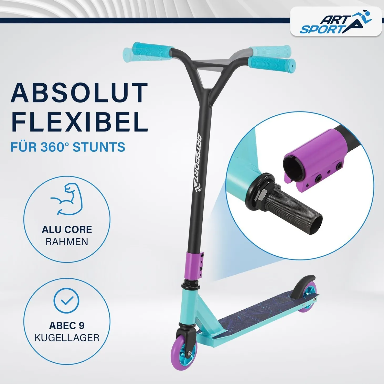 Stunt Scooter für Kinder Stunt Roller mit 360° Lenker & 100 mm Rollen