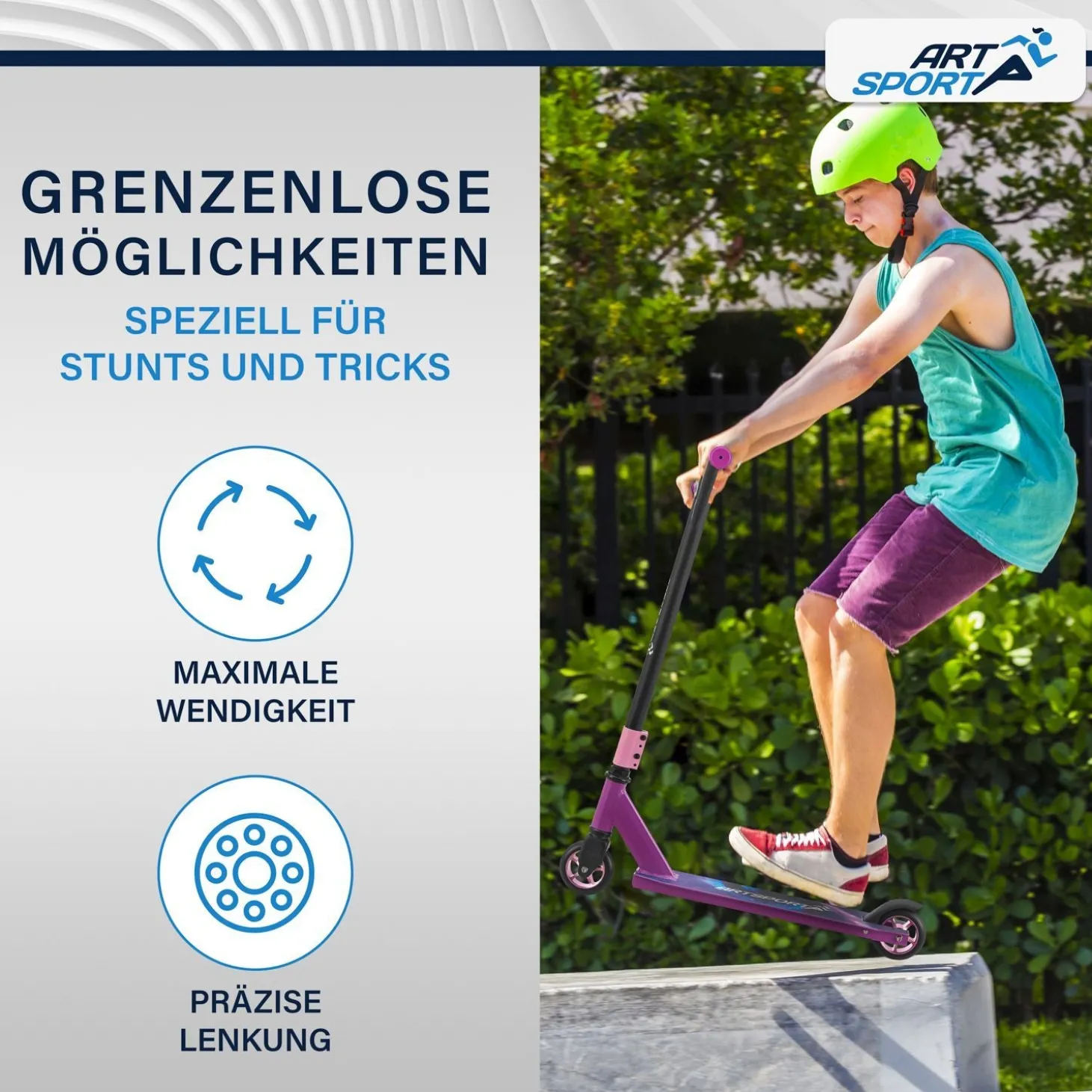 Stunt Scooter für Kinder Stunt Roller mit 360° Lenker & 100 mm Rollen