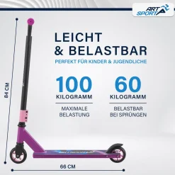 Stunt Scooter für Kinder Stunt Roller mit 360° Lenker & 100 mm Rollen