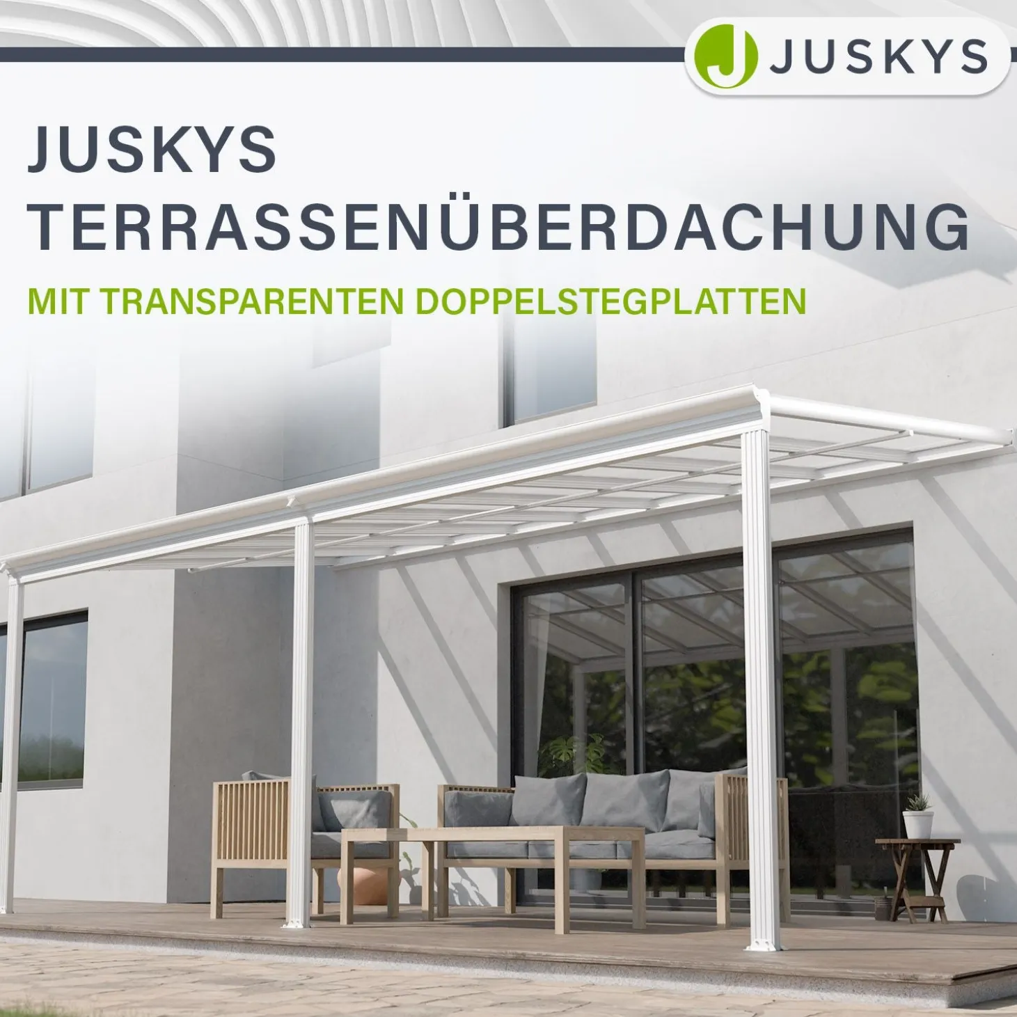 Terrassenüberdachung Borneo Aluminium Terrassendach als Regen- & Sonnenschutz
