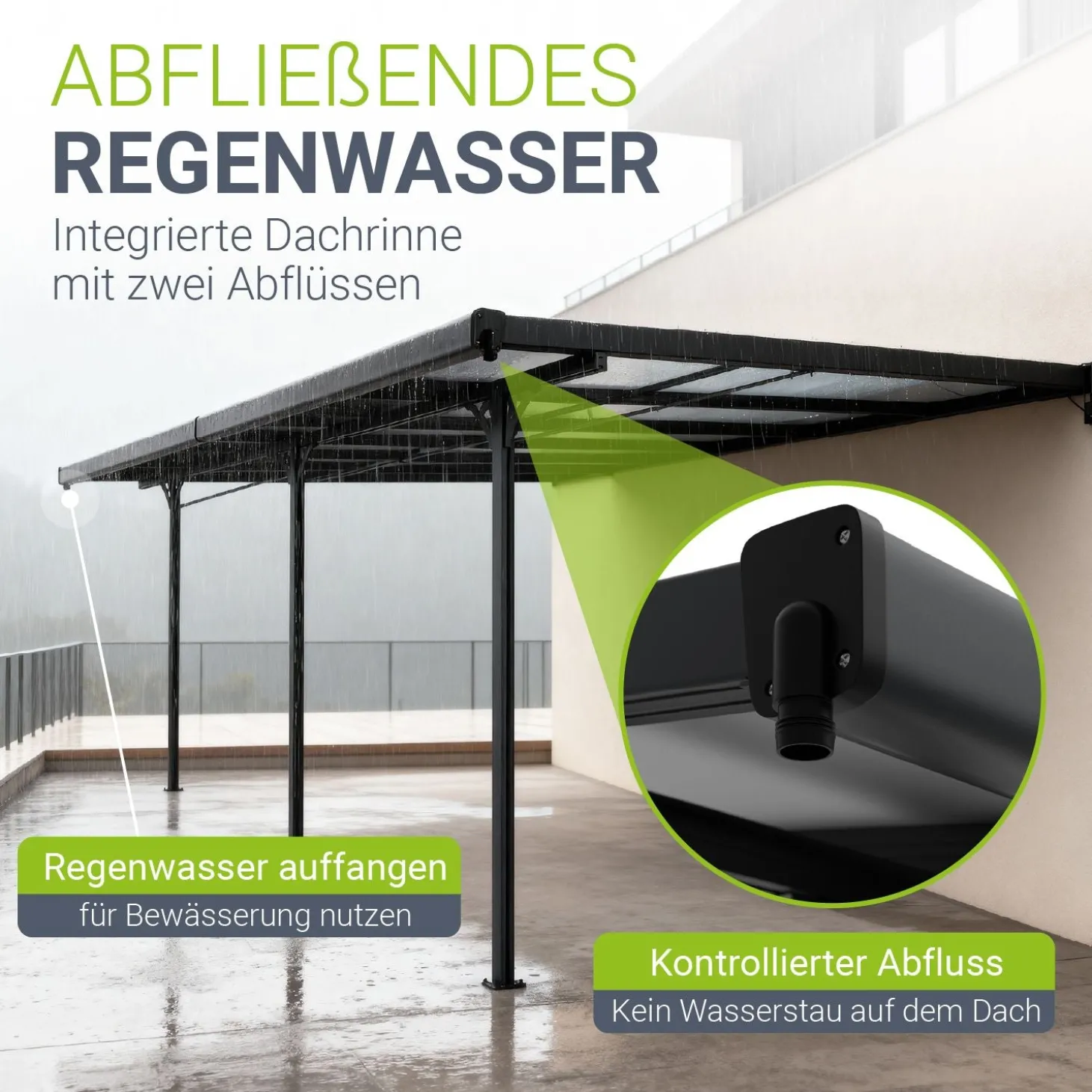 Terrassenüberdachung Borneo Aluminium Terrassendach als Regen- & Sonnenschutz
