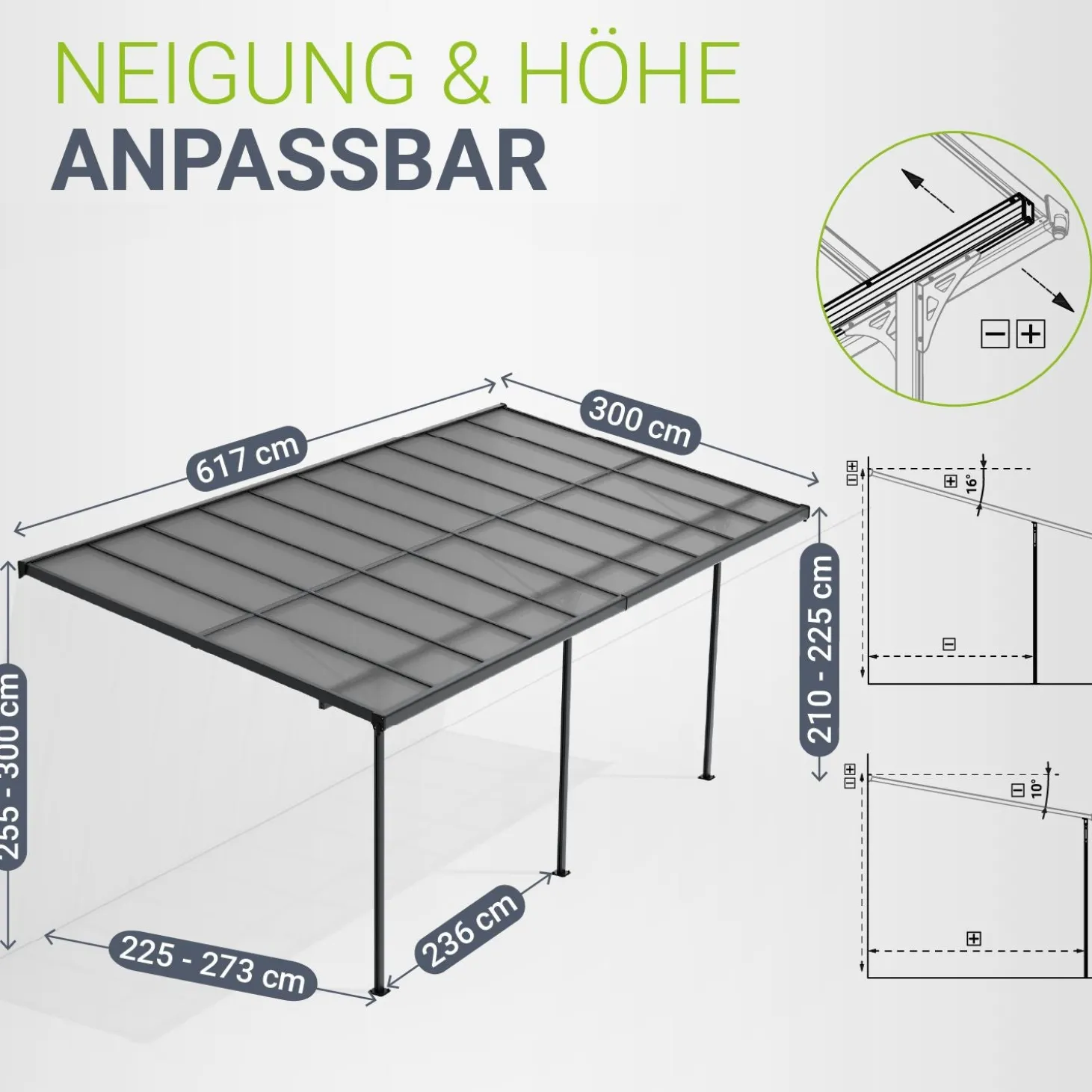 Terrassenüberdachung Borneo Aluminium Terrassendach als Regen- & Sonnenschutz