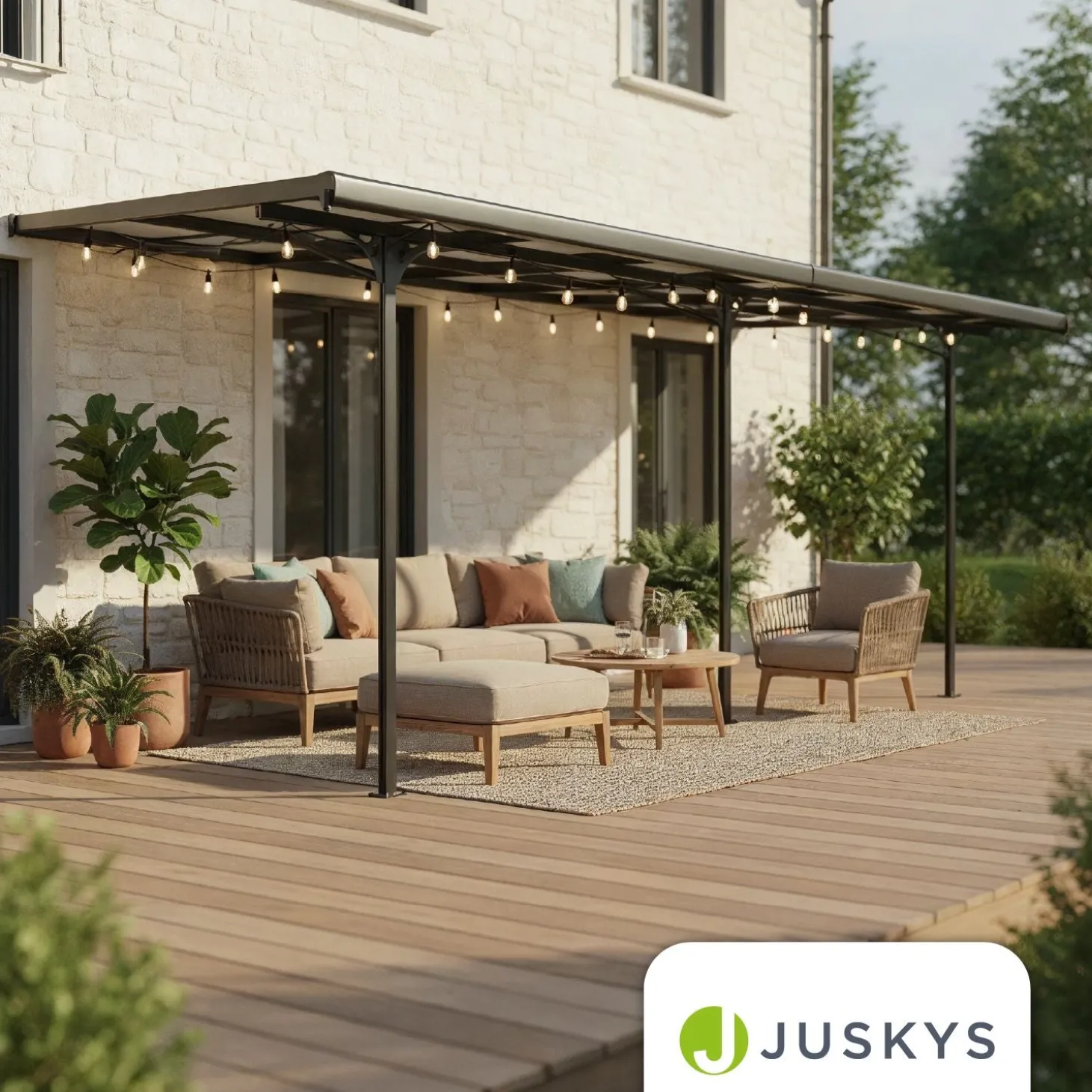 Terrassenüberdachung Borneo Aluminium Terrassendach als Regen- & Sonnenschutz