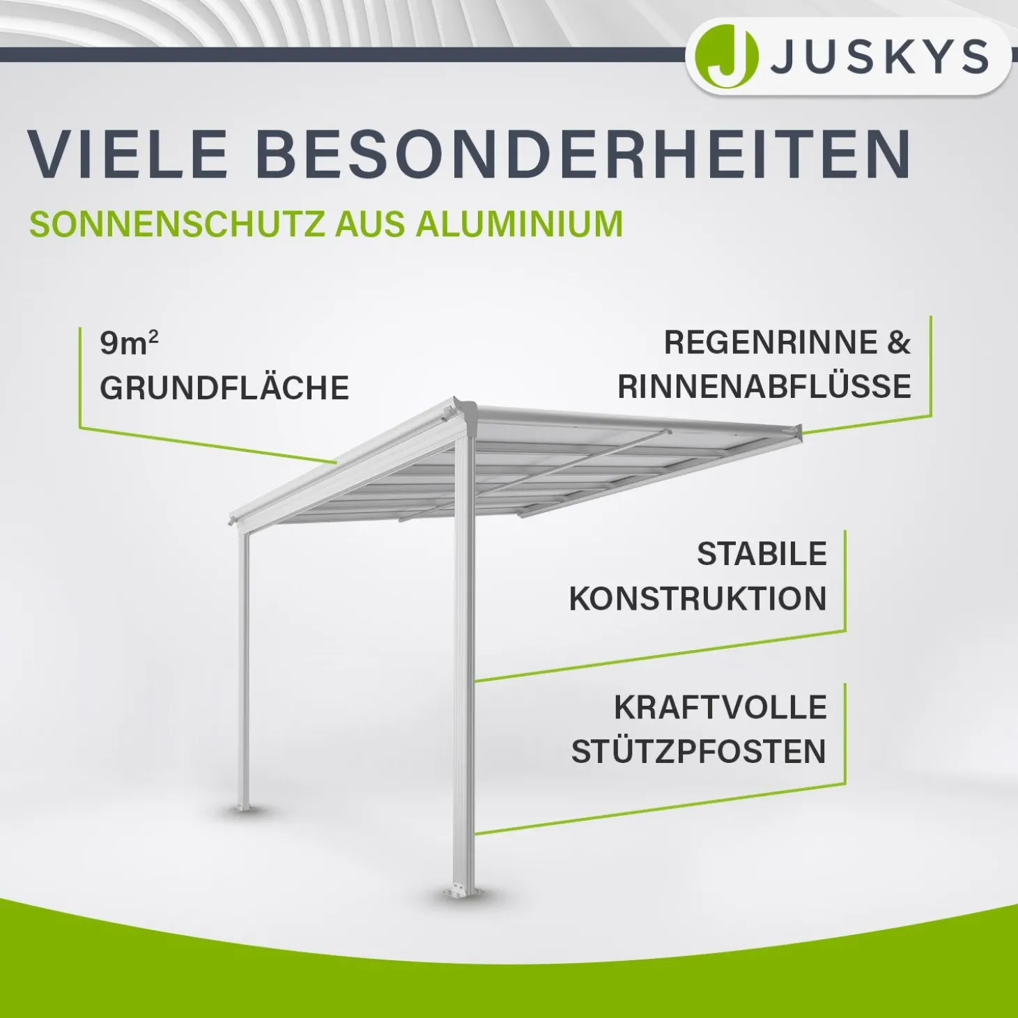 Terrassenüberdachung Borneo Aluminium Terrassendach als Regen- & Sonnenschutz
