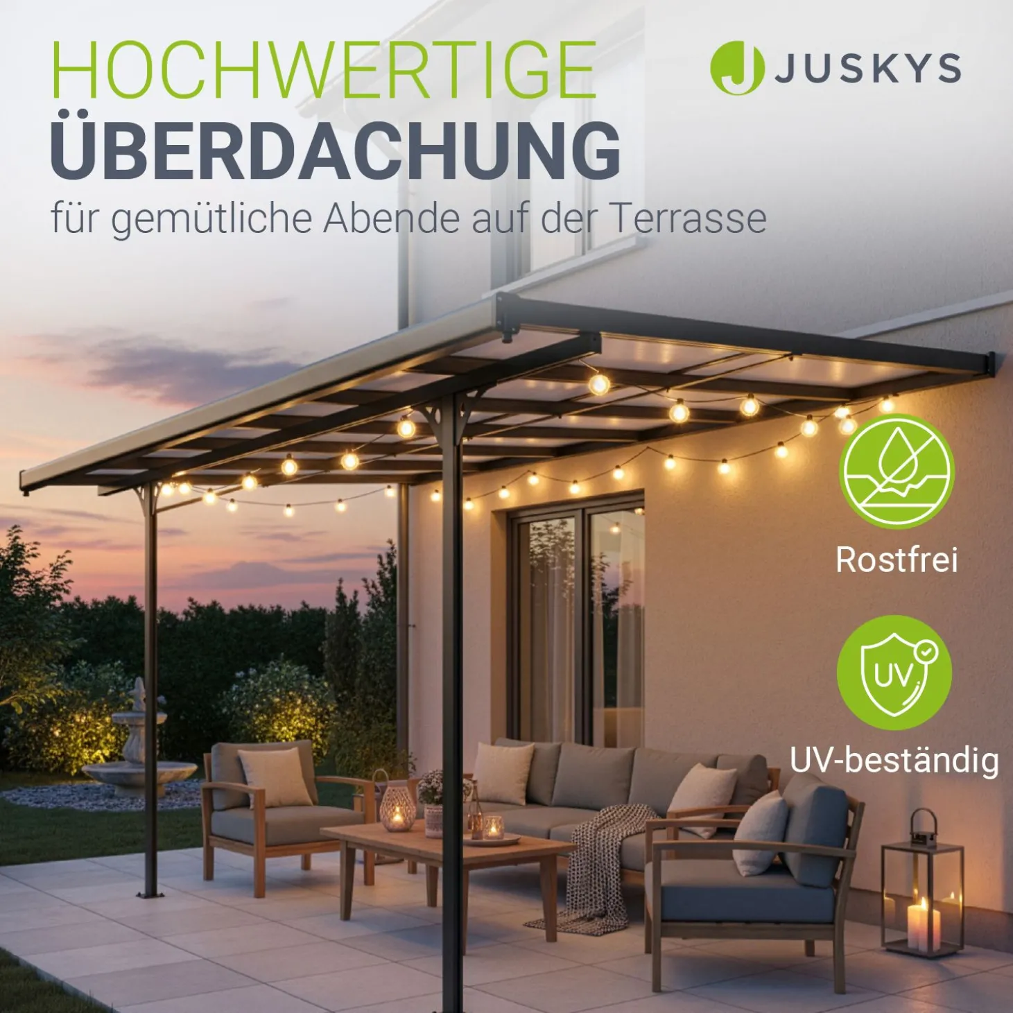 Terrassenüberdachung Borneo Aluminium Terrassendach als Regen- & Sonnenschutz