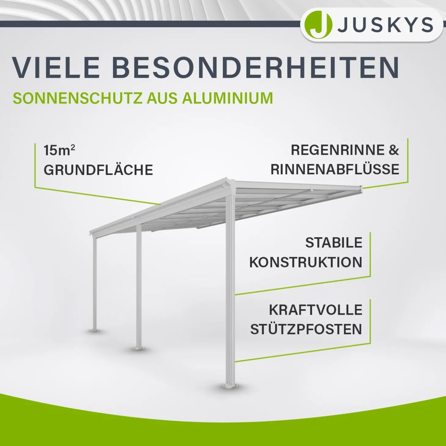 Terrassenüberdachung Borneo Aluminium Terrassendach als Regen- & Sonnenschutz
