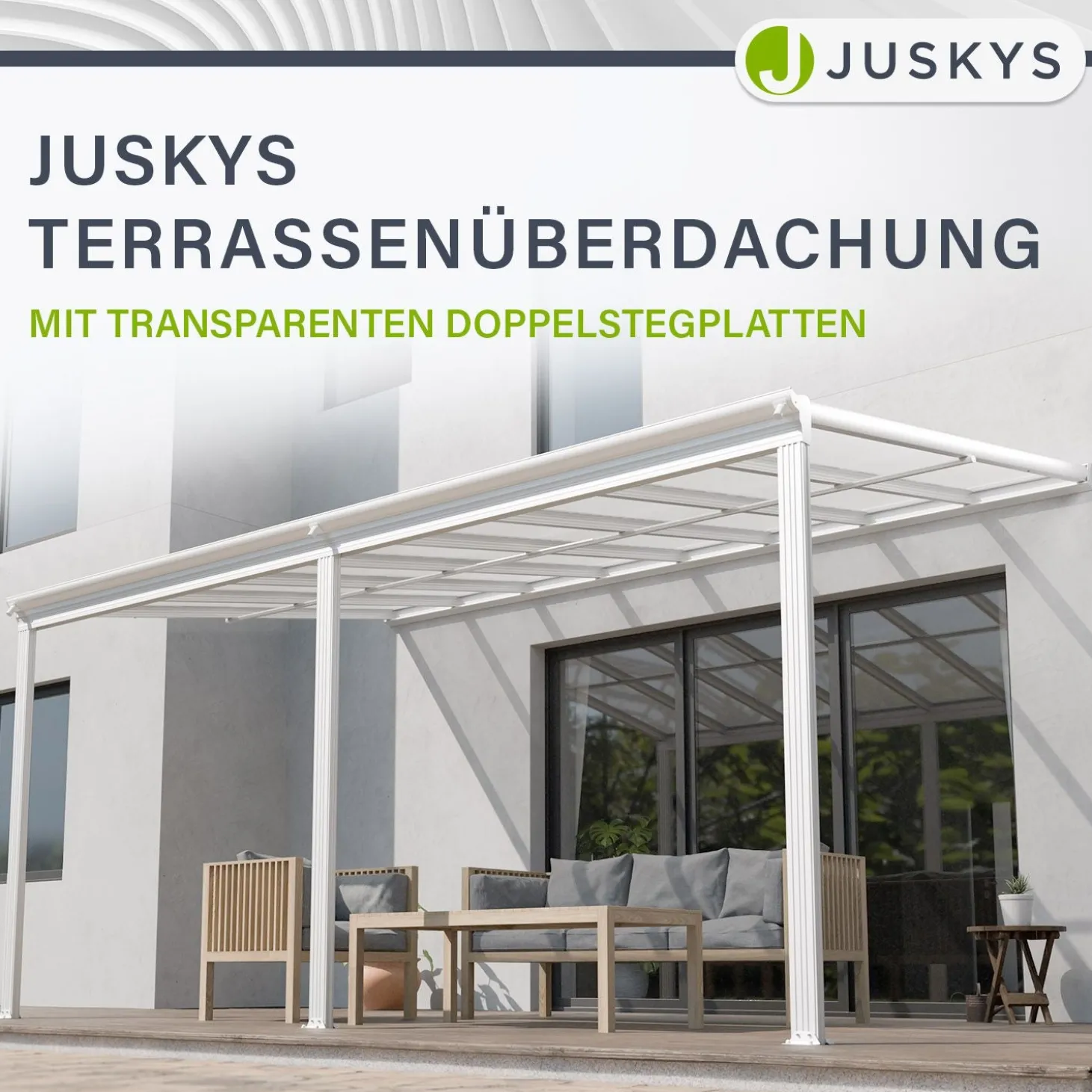 Terrassenüberdachung Borneo Aluminium Terrassendach als Regen- & Sonnenschutz