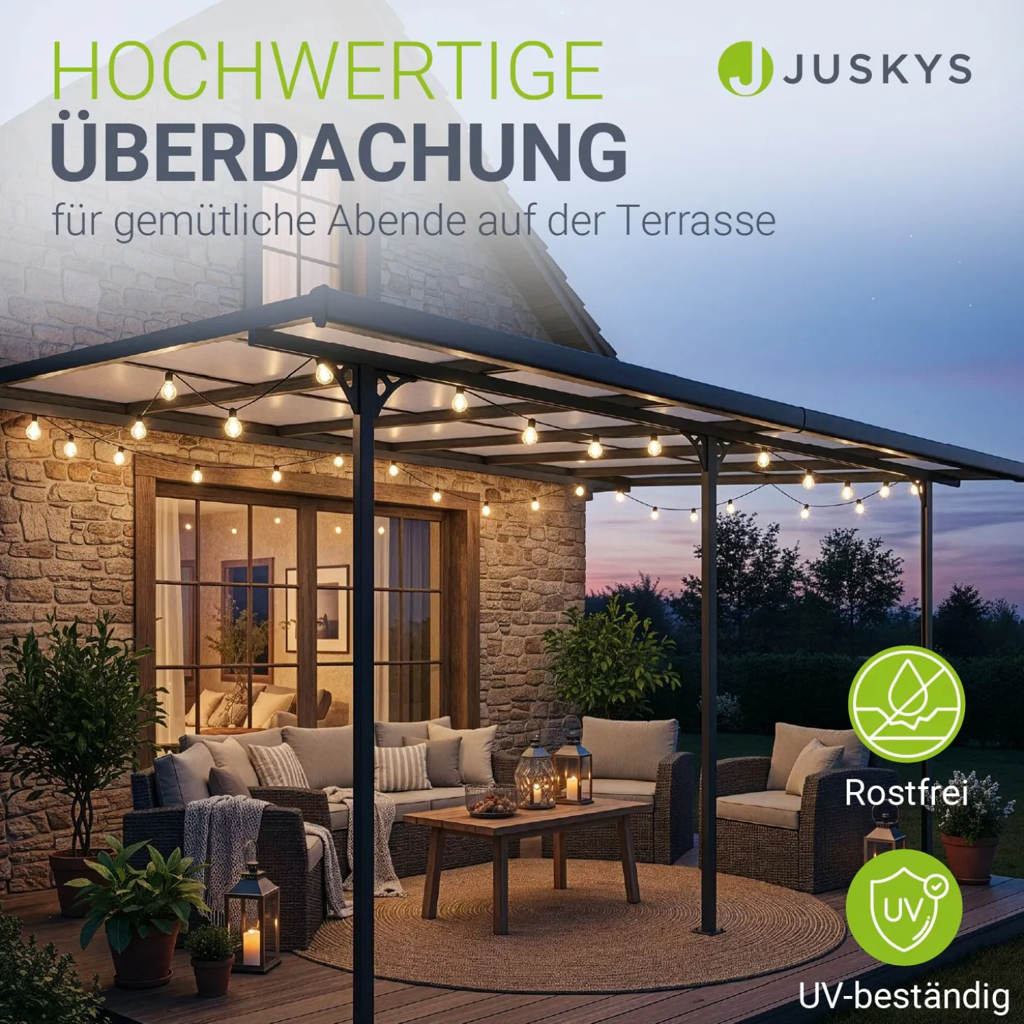 Terrassenüberdachung Borneo Aluminium Terrassendach als Regen- & Sonnenschutz