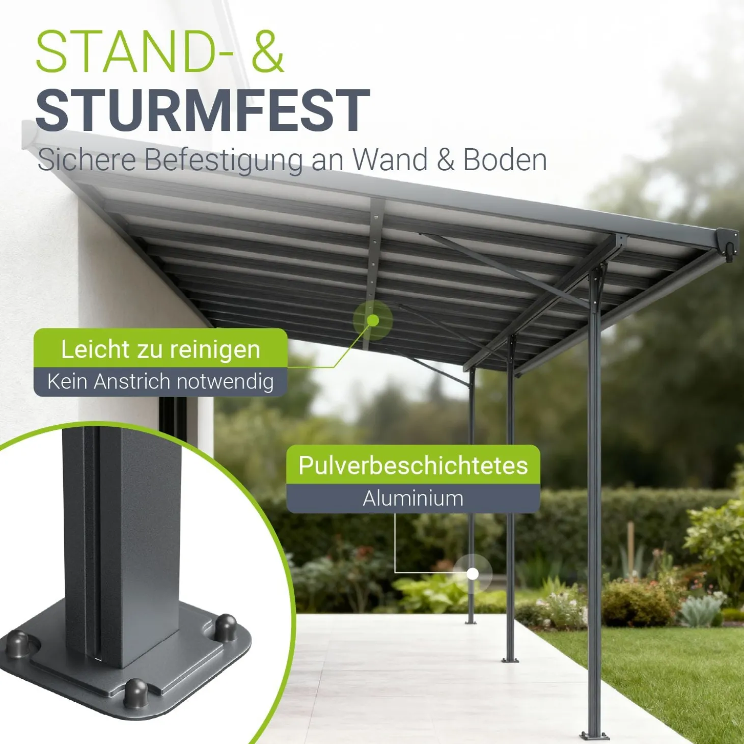Terrassenüberdachung Borneo Aluminium Terrassendach als Regen- & Sonnenschutz