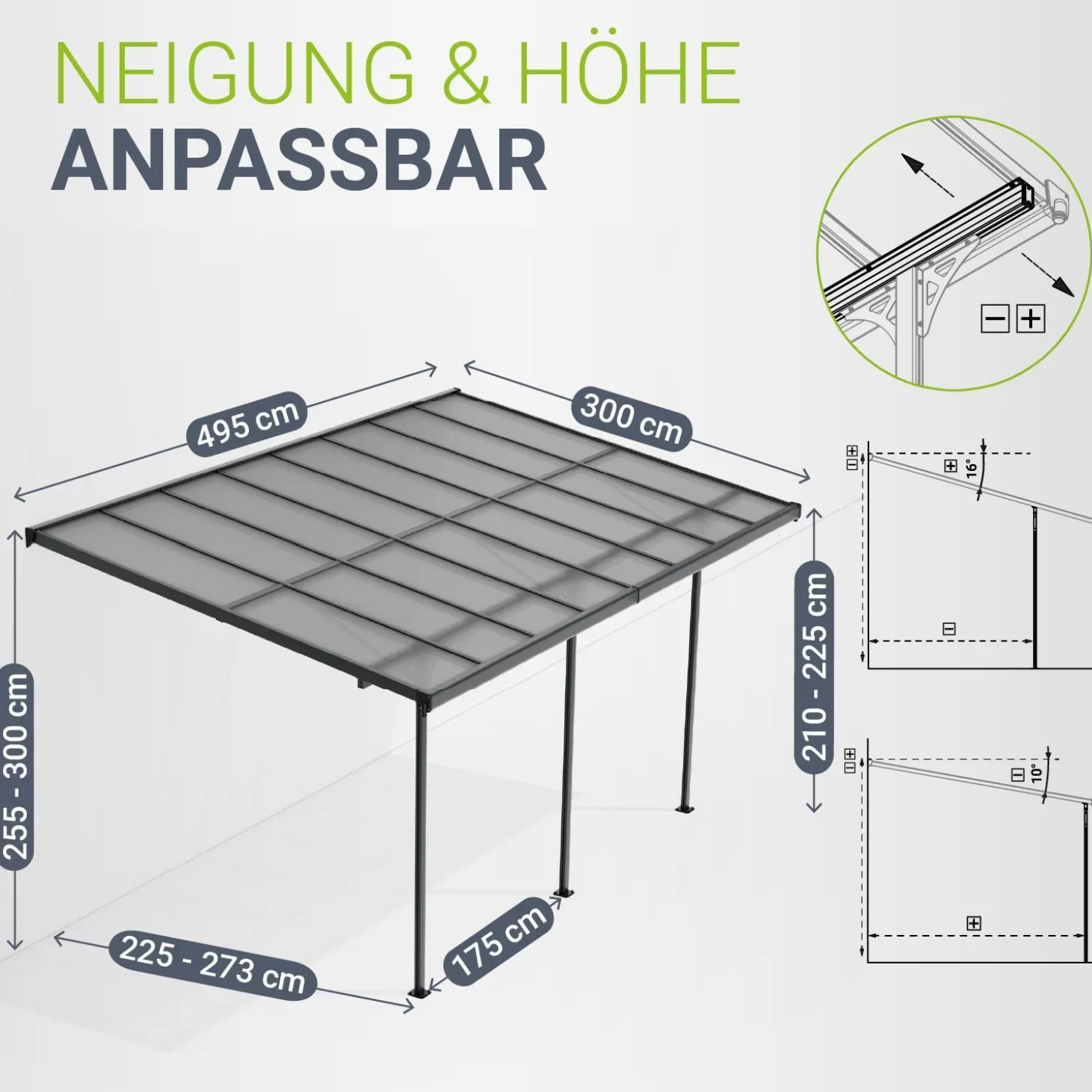 Terrassenüberdachung Borneo Aluminium Terrassendach als Regen- & Sonnenschutz