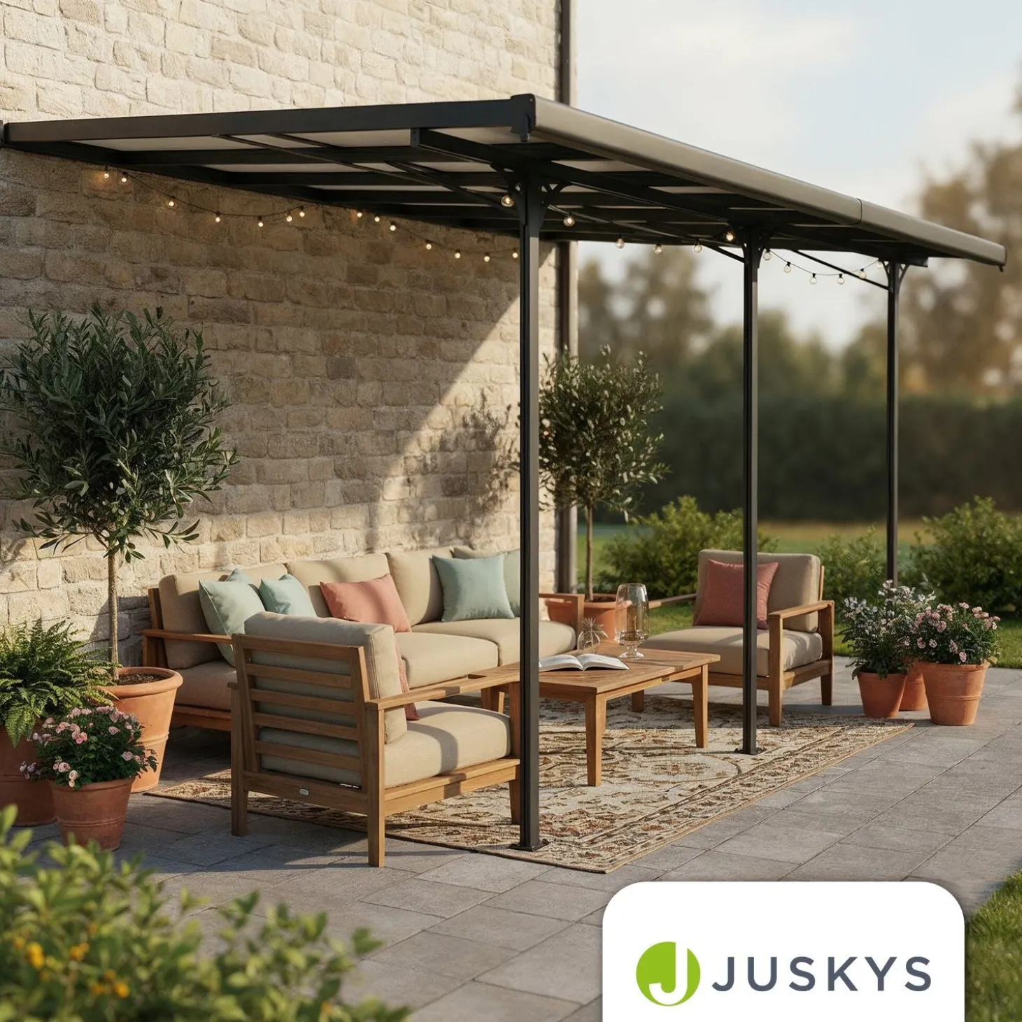 Terrassenüberdachung Borneo Aluminium Terrassendach als Regen- & Sonnenschutz
