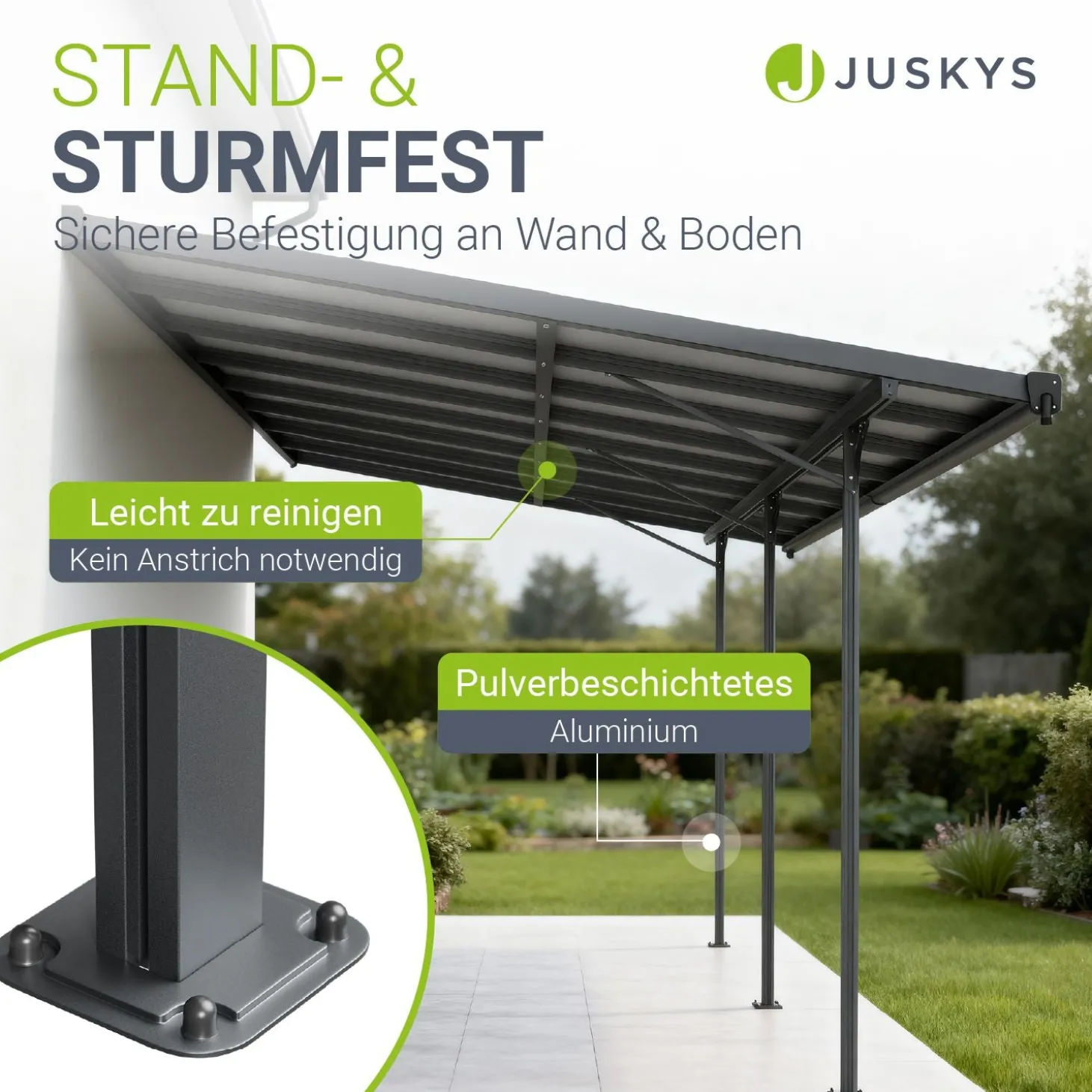 Terrassenüberdachung Borneo Aluminium Terrassendach als Regen- & Sonnenschutz