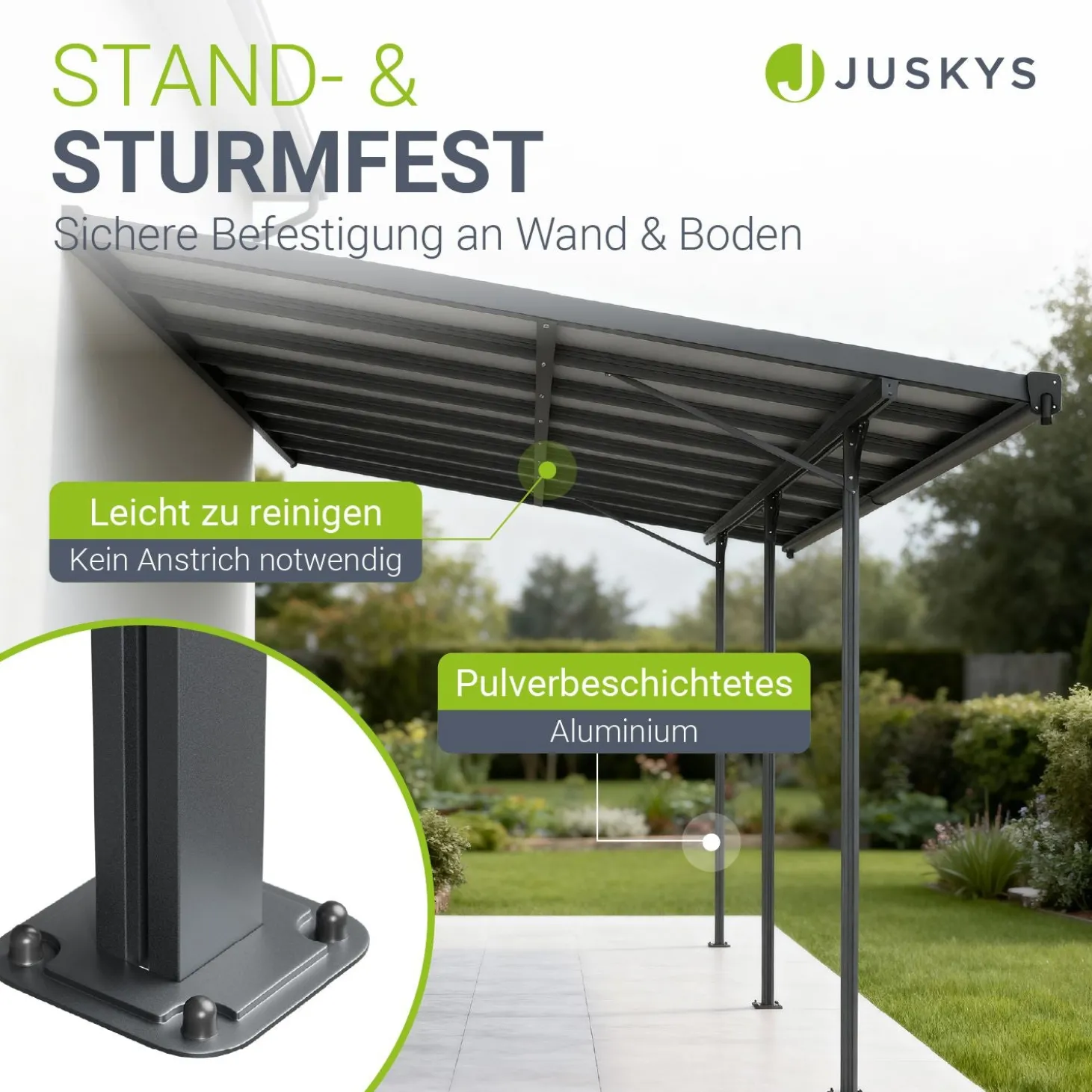Terrassenüberdachung Borneo Aluminium Terrassendach als Regen- & Sonnenschutz