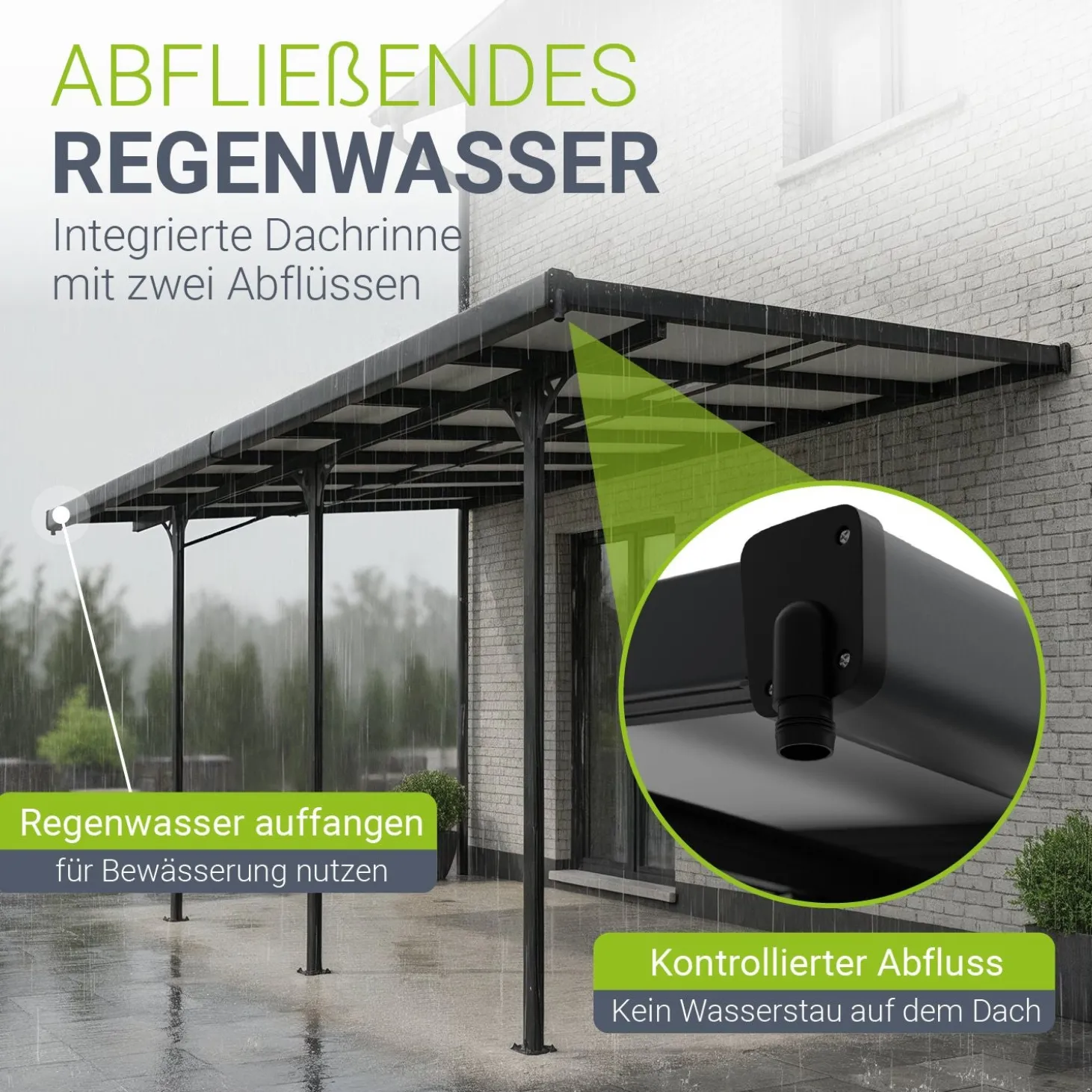 Terrassenüberdachung Borneo Aluminium Terrassendach als Regen- & Sonnenschutz