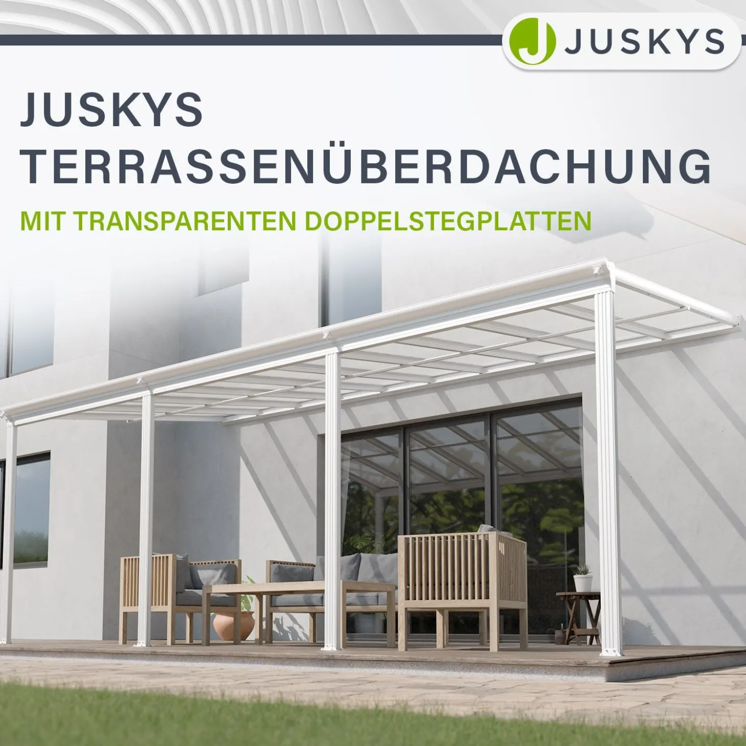 Terrassenüberdachung Borneo Aluminium Terrassendach als Regen- & Sonnenschutz