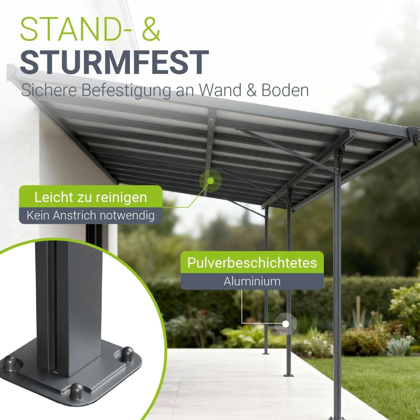 Terrassenüberdachung Borneo Aluminium Terrassendach als Regen- & Sonnenschutz