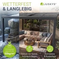 Terrassenüberdachung Jakarta Terrassendach aus Aluminium mit Schiebedach & UV-Schutz