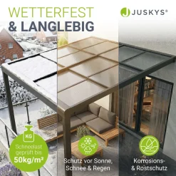 Terrassenüberdachung Jakarta Terrassendach aus Aluminium mit Schiebedach & UV-Schutz