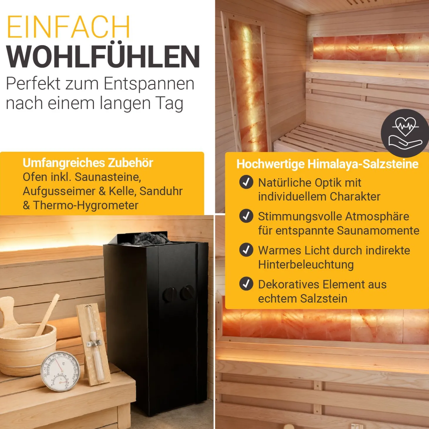 Traditionelle Sauna Vantaa - Natur ↕ 200cm ⚟ 3,5 - 8 kW Saunaofen 유 2 - 6 Personen