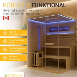 Traditionelle Sauna Vantaa - Natur ↕ 200cm ⚟ 3,5 - 8 kW Saunaofen 유 2 - 6 Personen
