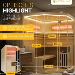 Traditionelle Sauna Vantaa - Natur ↕ 200cm ⚟ 3,5 - 8 kW Saunaofen 유 2 - 6 Personen