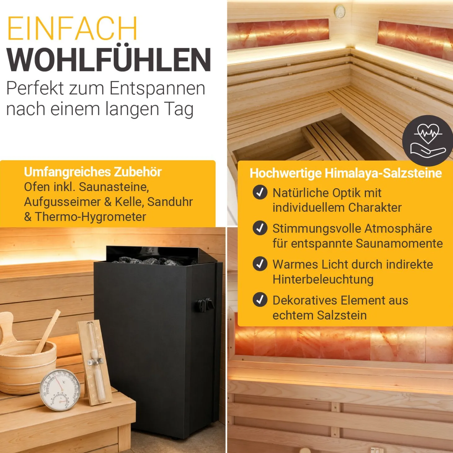 Traditionelle Sauna Vantaa - Natur ↕ 200cm ⚟ 3,5 - 8 kW Saunaofen 유 2 - 6 Personen