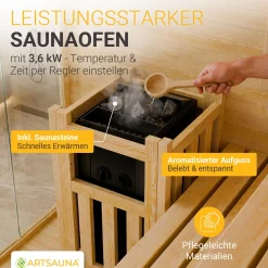 Traditionelle Sauna Vantaa - Natur ↕ 200cm ⚟ 3,5 - 8 kW Saunaofen 유 2 - 6 Personen